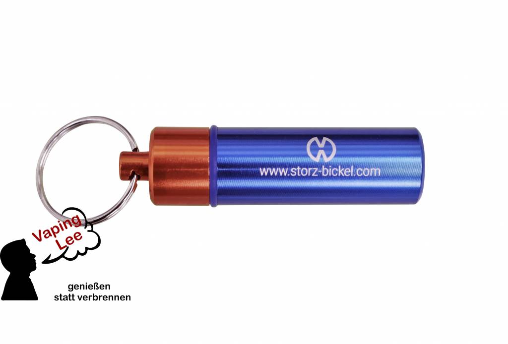 Dosierkapselbehälter von Storz & Bickel mit Schlüsselanhänger